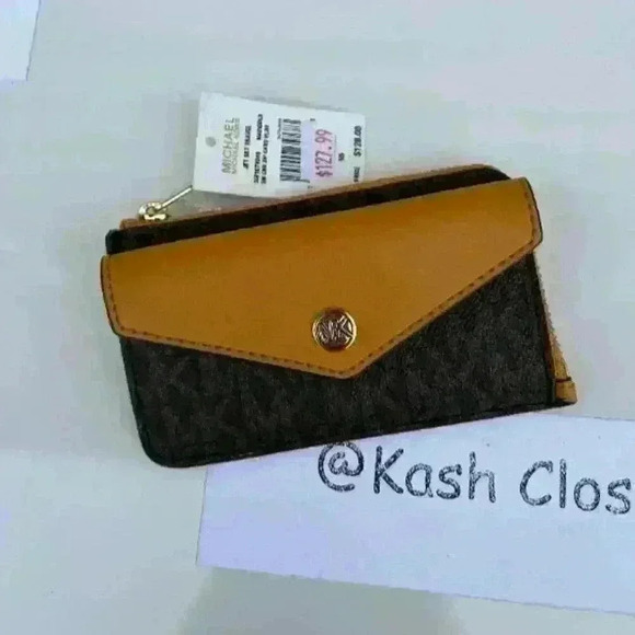 Michael Kors Card Case Wallet Small Zip Marigold - Picture 2 of 5